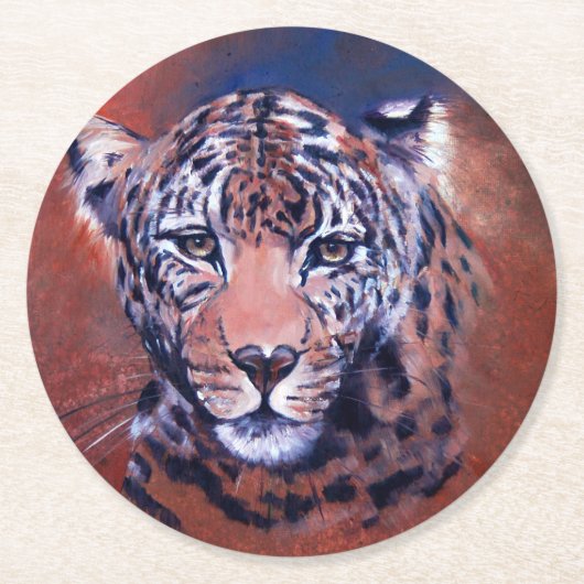 Red Leopard Coaster Runder Pappuntersetzer (Vorderseite)