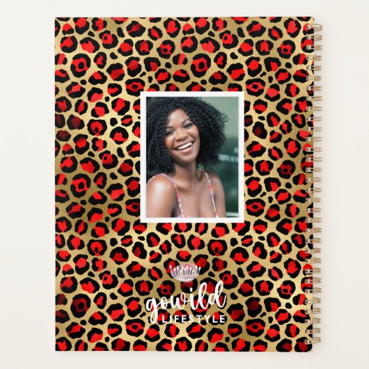 RED LEOPARD DRUCKEN 12-monatiger Planer & Stickers (Rückseite)