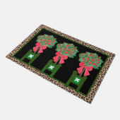 Red Leopard  Holly Berry Chinoiserie  Doormat Fußmatte (Schrägansicht)