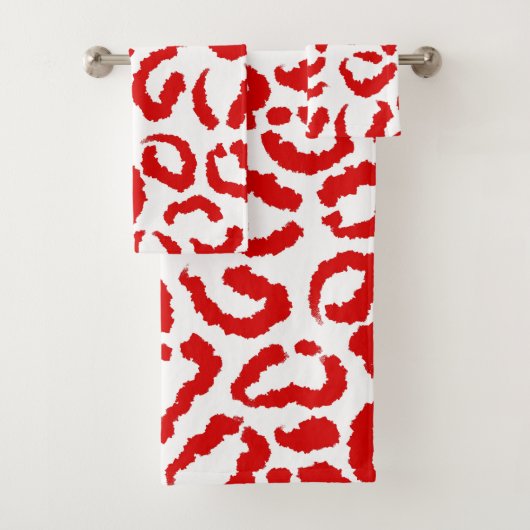 Red Leopard Pattern Badhandtuch Set (Insitu)