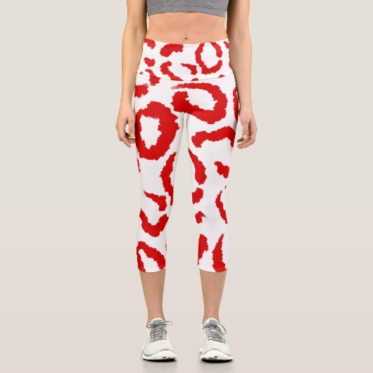 Red Leopard Pattern Capri Leggings (Vorderseite)