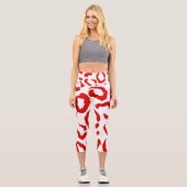 Red Leopard Pattern Capri Leggings (Vorderseite)