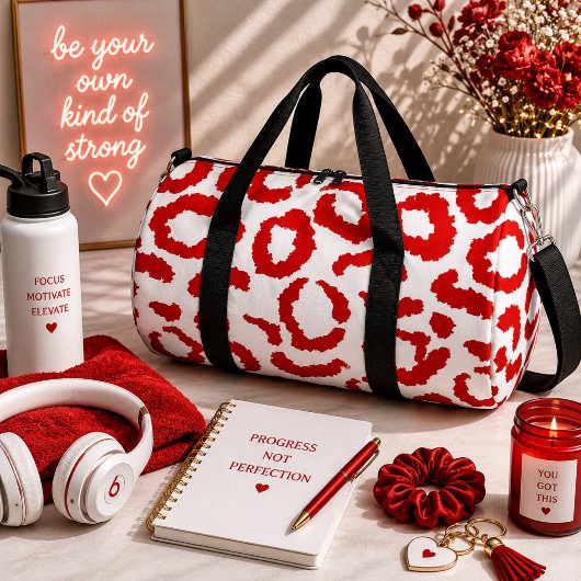 Red Leopard Pattern Duffle Bag