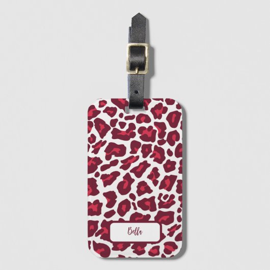 Red Leopard Pattern Gepäckanhänger (Vorderseite Vertikal)