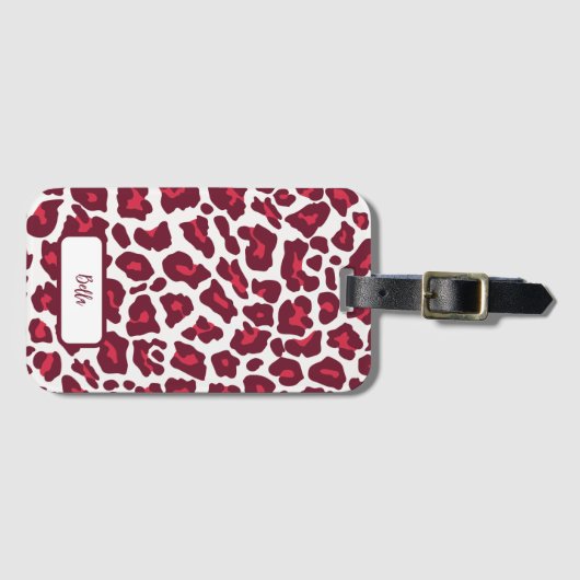 Red Leopard Pattern Gepäckanhänger (Vorderseite (Horizontal))
