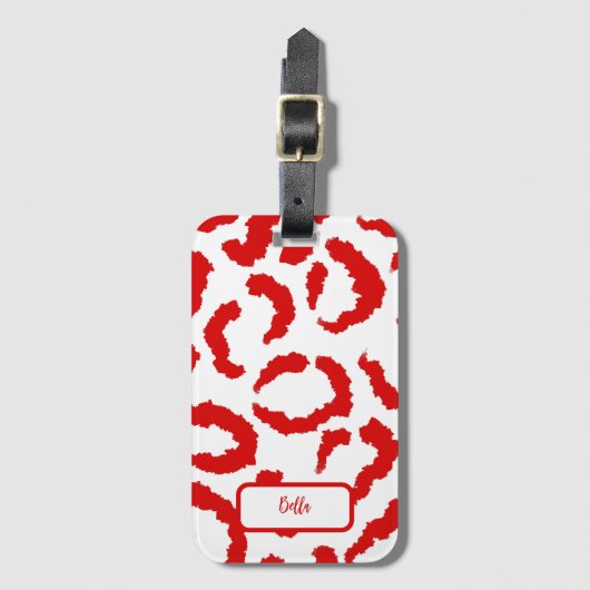 Red Leopard Pattern Gepäckanhänger (Vorderseite Vertikal)