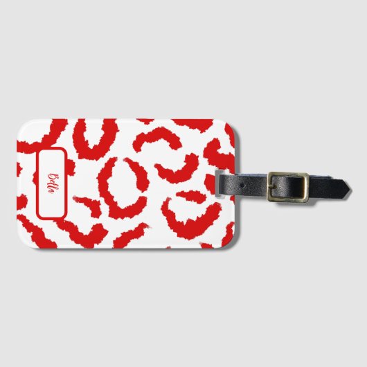 Red Leopard Pattern Gepäckanhänger (Vorderseite (Horizontal))