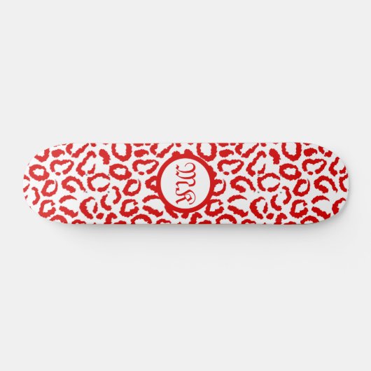 Red Leopard Pattern Skateboard (Horizontal)