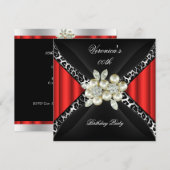 Red Leopard Pearl Diamond Geburtstagsparty Einladung (Vorne/Hinten)