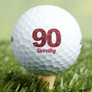 Red Leopard Print 90. Geburtstag Golfer 90 Jahre Golfball