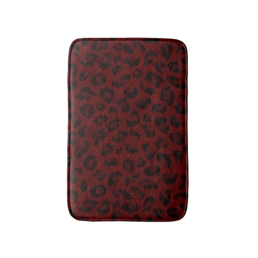 Red Leopard Print Bath Mat Badematte (Vorderseite Vertikal)