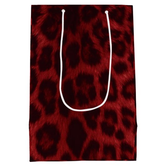 Red Leopard Print Gift Bag Mittlere Geschenktüte (Rückseite)