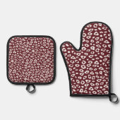 Red Leopard Print Ofenhandschuh & Topflappen-Set (Vorderseite)