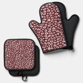 Red Leopard Print Ofenhandschuh & Topflappen-Set (Vorderseite/Rückseite)