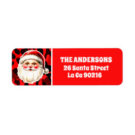 Red Leopard Print Retro Santa Claus Weihnachten