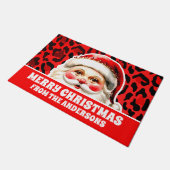 Red Leopard Print Retro Santa Claus Weihnachten Fußmatte (Schrägansicht)
