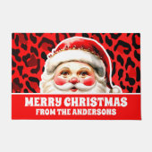 Red Leopard Print Retro Santa Claus Weihnachten Fußmatte (Vorderseite)