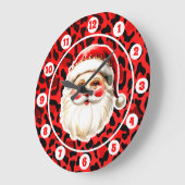 Red Leopard Print Retro Santa Claus Weihnachten Große Wanduhr (Winkel)