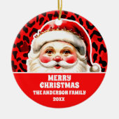 Red Leopard Print Retro Santa Claus Weihnachten Keramik Ornament (Vorne)