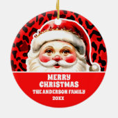 Red Leopard Print Retro Santa Claus Weihnachten Keramik Ornament (Hinten)