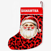 Red Leopard Print Retro Santa Claus Weihnachten Kleiner Weihnachtsstrumpf (Rückseite)