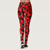 Red Leopard Print Retro Santa Claus Weihnachten Leggings (Rückseite)