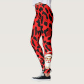 Red Leopard Print Retro Santa Claus Weihnachten Leggings (Links)