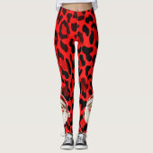 Red Leopard Print Retro Santa Claus Weihnachten Leggings (Vorderseite)