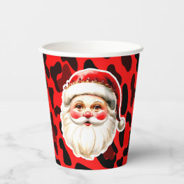 Red Leopard Print Retro Santa Claus Weihnachten Pappbecher