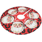 Red Leopard Print Retro Santa Claus Weihnachten Polyester Weihnachtsbaumdecke (Schrägansicht)