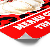 Red Leopard Print Retro Santa Claus Weihnachten Poster (Ecke)