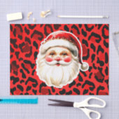 Red Leopard Print Retro Santa Claus Weihnachten Seidenpapier (Handwerk)