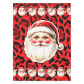 Red Leopard Print Retro Santa Claus Weihnachten Tischdecke (Vorderseite)