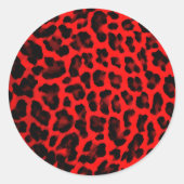 Red Leopard Print Runder Aufkleber (Vorderseite)