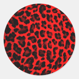 Red Leopard Print Runder Aufkleber