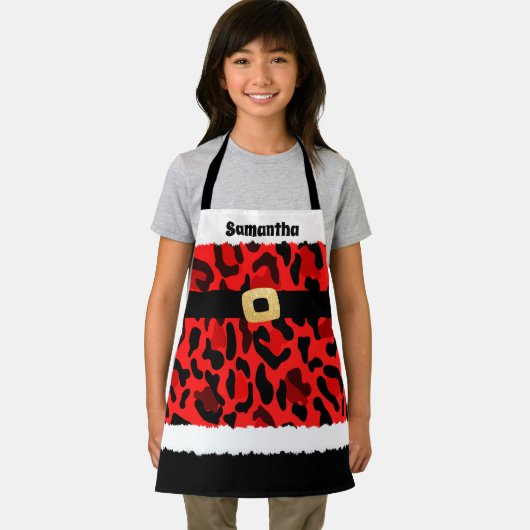 Red Leopard Print Santa Costume Weihnachtskinder Schürze (Insitu)