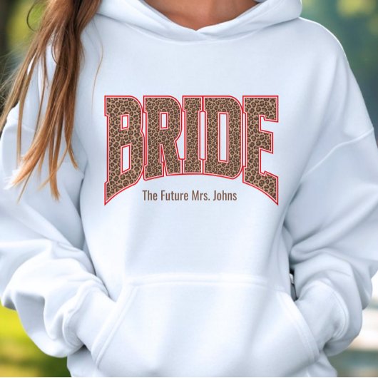 Red + Leopard Print Varsity BRIDE Sweatshirt