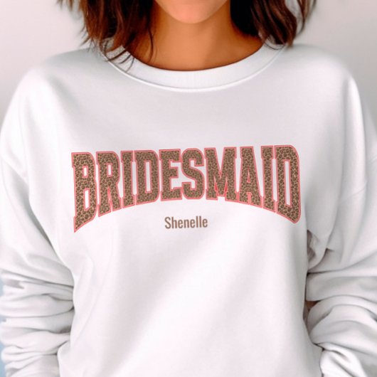 Red + Leopard Print Varsity BRIDESMAID Sweatshirt
