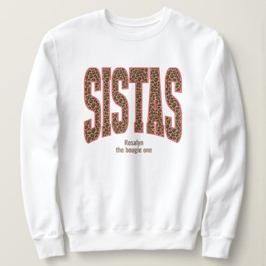 Red + Leopard Print Varsity SISTAS Sweatshirt (Design vorne)