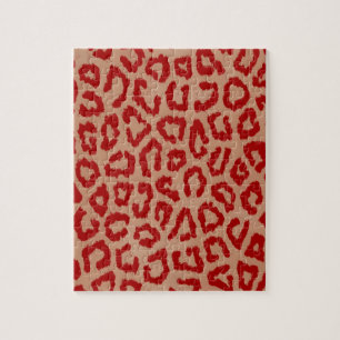 Red Leopard Skin Art Puzzle