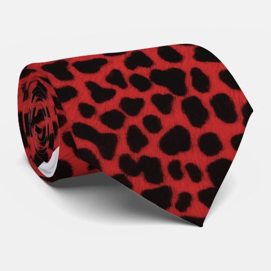 Red Leopard Skin Krawatte (Gerollt)