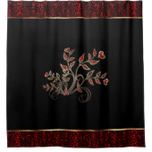 Red Leopard Tiermuster und Blumendesign Duschvorhang (Vorderseite)