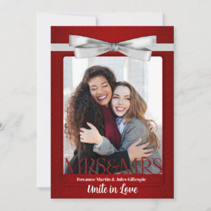 Red Lesbian Gay Two Brides Wedding Einladung