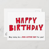 Red Letter Day Funny Happy Birthday Wish Cartoon Postkarte (Vorne/Hinten)