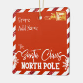 Red Letter to Santa Envelope Rentier mit Foto Keramikornament (Links)