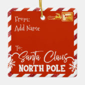 Red Letter to Santa Envelope Rentier mit Foto Keramikornament (Vorderseite)