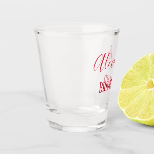 Red Letters Bridesmaid Keepake Schnapsglas (Links)