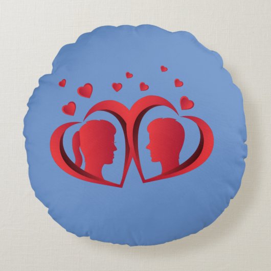 Red Liebe Couple Pillow Romantische Wohngestaltung Rundes Kissen (Vorderseite)