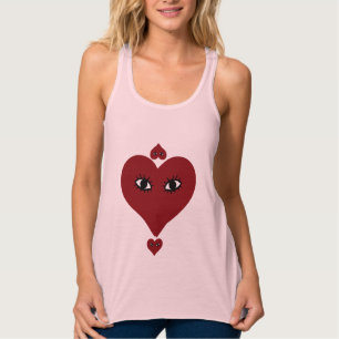 Red Liebe Heart Face Tank Top