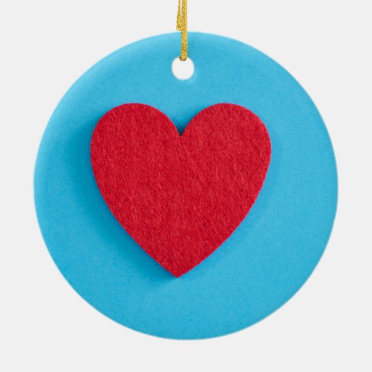 Red Liebe Heart Keramik Ornament (Hinten)